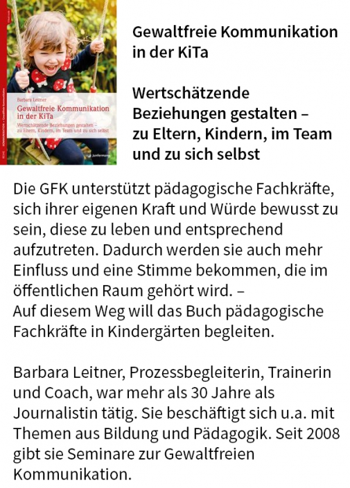 Barbara Leitner: Ich lege mein Buch „GFK in der KiTa“ in den Lostopf. Barbara Leitner: Ich lege mein Buch "GFK in der KiTa" in den Lostopf.